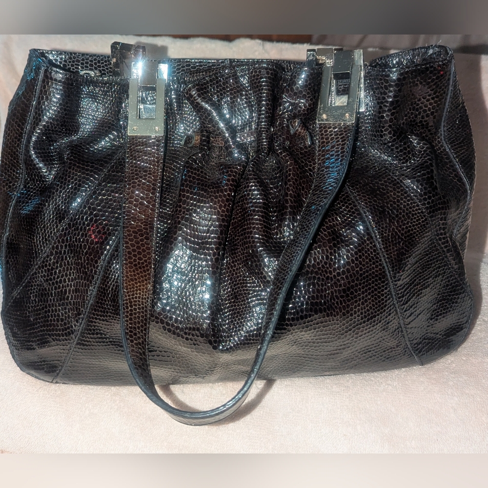 Charles David Brown Snakeskin embossed Tote